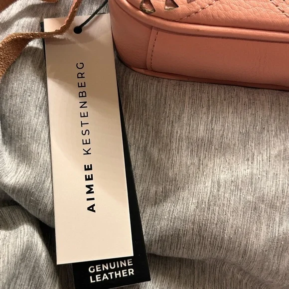 AIMEE KESTENBERG Pink Peach Fiery Laser Cut Leather Pouchette NWTS - Picture 7 of 13